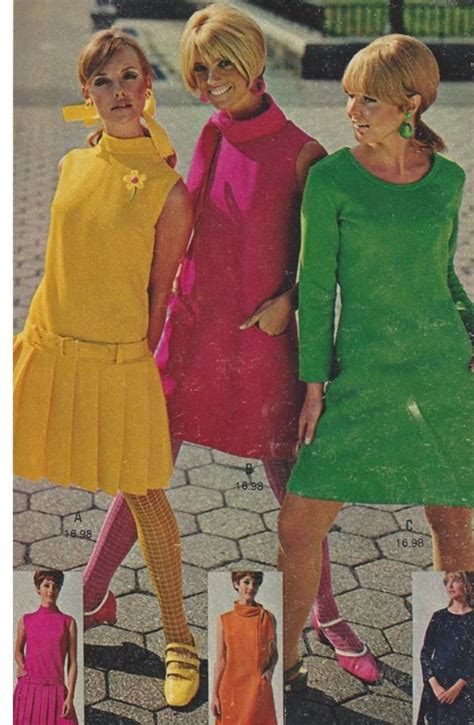 Sixties Brights 60s Fashion Style Shift Dress Yellow Pleats Pink Green