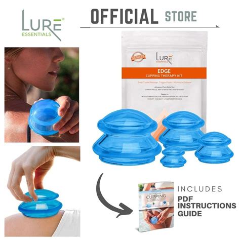 Edge Cupping Therapy Set By Lure Essentials Silicone Vacuum Cups 4 Blue Flex Ebay