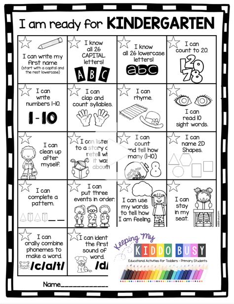 Ready For Kindergarten Checklist