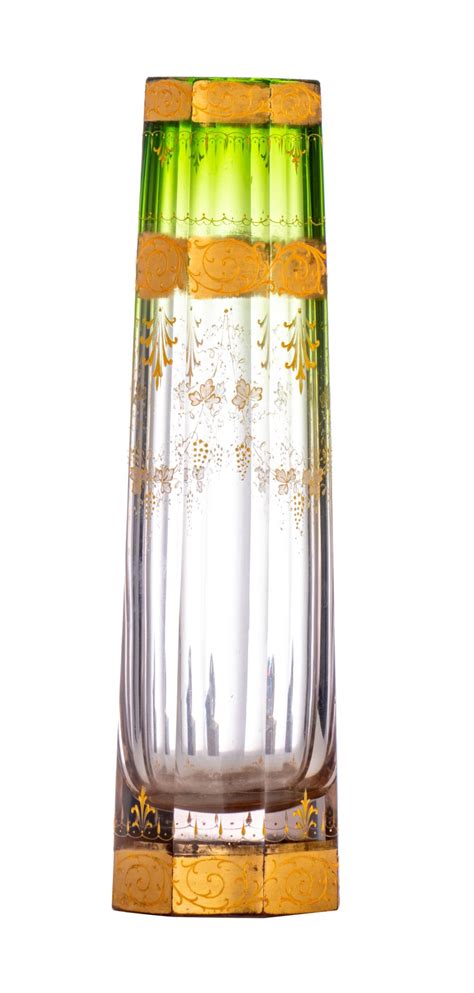 Lot An Art Nouveau Bohemian Glass Vase By Moser Karlsbad With Gilt Decoration Ca 1900 H 40 Cm