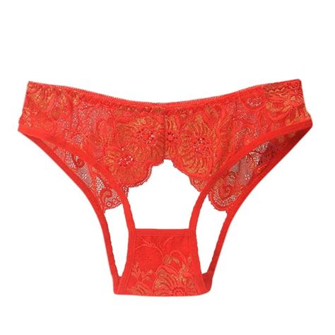 Taiaojing Women Seamless G String Brief Sexy Lace Perspective Sensuality Buttocks Hollow