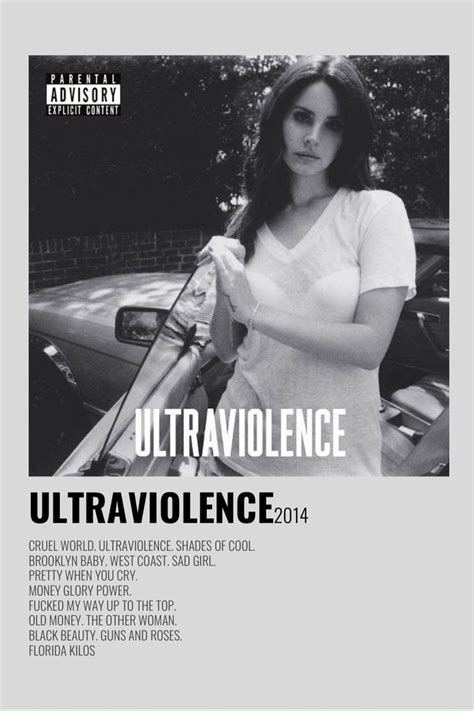 Alternative Minimalist Music Album Polaroid Poster Ultraviolence By Lana Del Rey Brooklyn