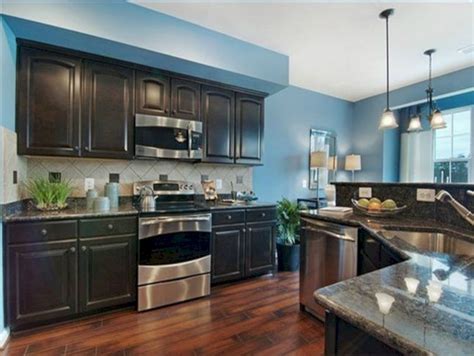 Blue Walls Brown Cabinets Cabinet Opw