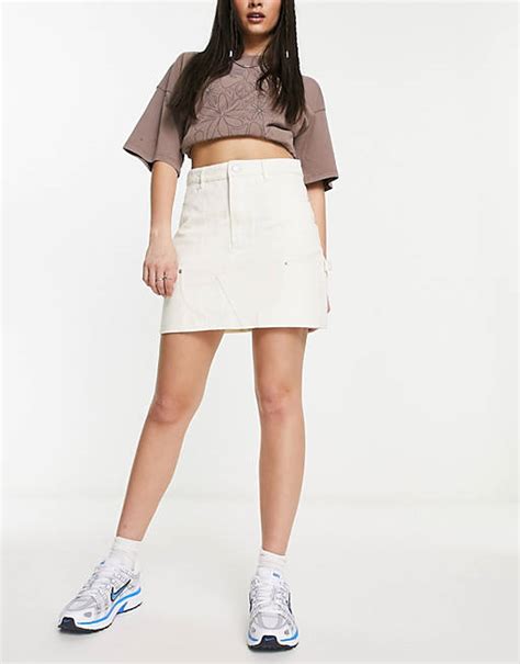 Obey Bibi Carpenter Skirt In Off White Asos