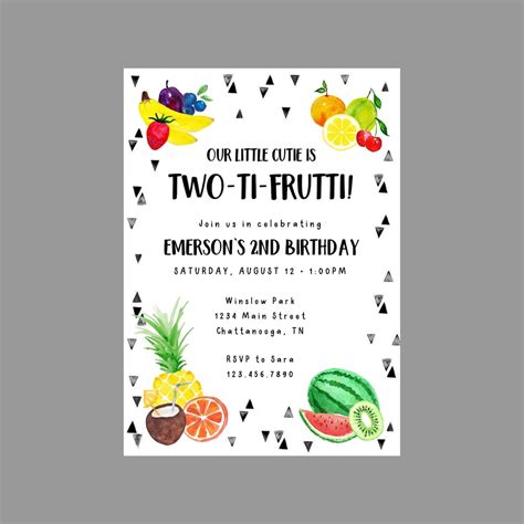 Two Ti Frutti Birthday Invite Etsy