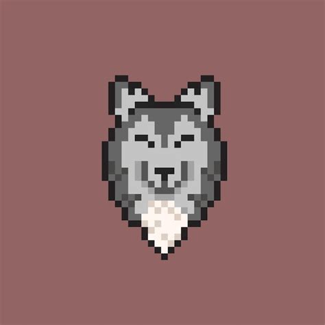 Premium Vector Wolf Head In Pixel Art Style
