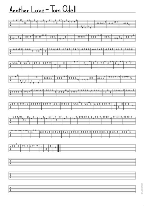 Another Love Tom Odell Guitar Tabs Easy Guitar Tabs Guitar Tabs