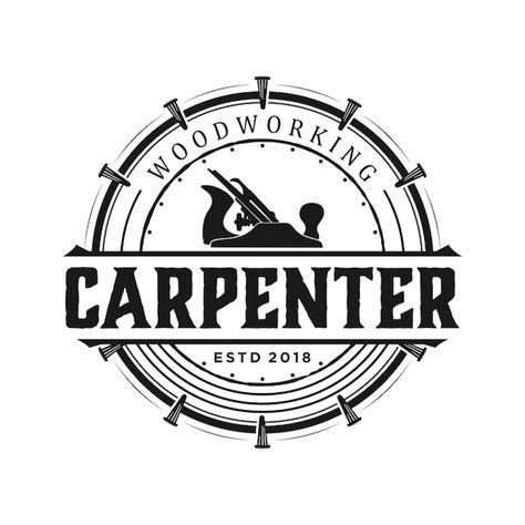 Logo Carpintero Vintage Vector Premium