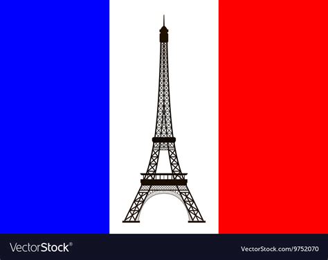 France Flag With Eiffel Tower Royalty Free Vector Image