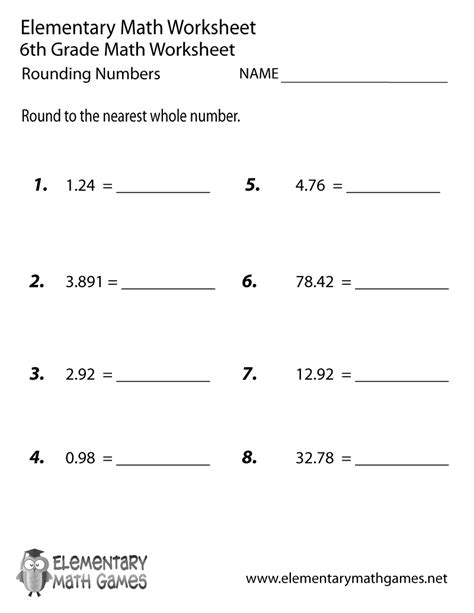 These are perfect for use with children that have some or all of the following characteristics. Sixth Grade Rounding Numbers Worksheet - General 6th Grade Math Test