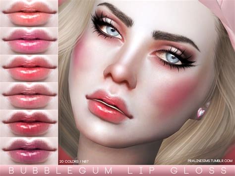 Bubblegum Lip Gloss N87 Помада для симок от Pralinesims для Sims 4