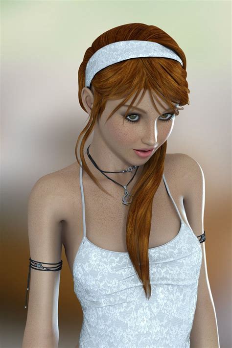 A Woman With Long Red Hair Wearing A White Dress