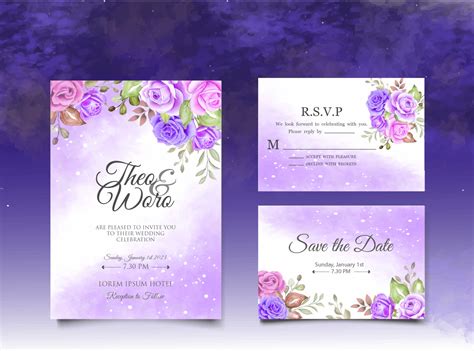 Watercolor Wedding Invitation Floral And Leaves Card Template By Yekti Eka On Dribbble