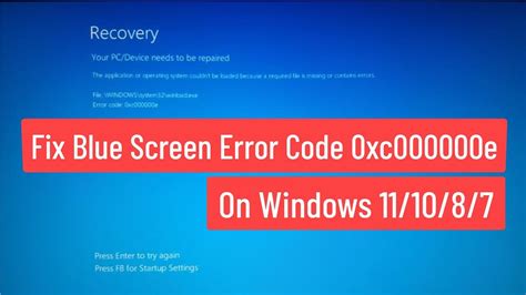 Fix Blue Screen Error Code 0xc000000e On Windows 111087 Youtube
