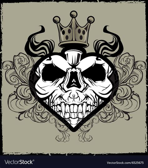 Skull Heart Tattoo Royalty Free Vector Image Vectorstock