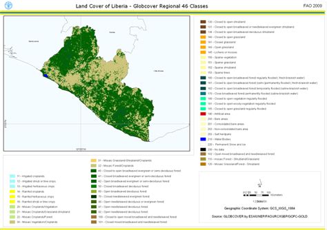 Land Cover Of Liberia Globcover Regional 46 Classes Datasets