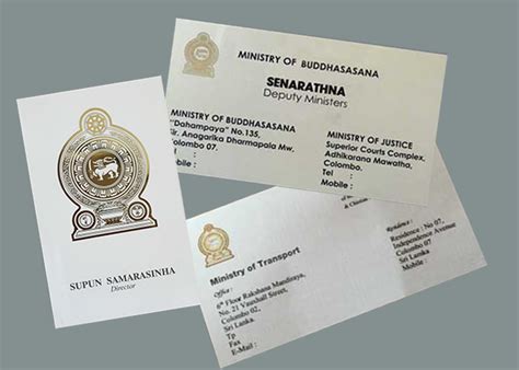 Business Cards For Sri Lanka Government Officials These Emblems Have