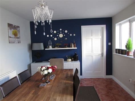 Dining Room With Navy Blue Feature Wall By Alenacdesign