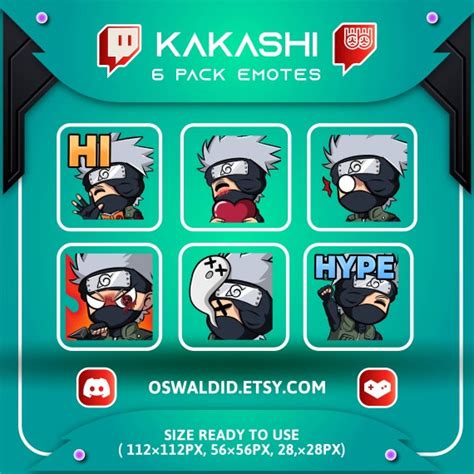 Kakashi Emotes Naruto Kakashi Anime Naruto 6 Pack Emotes Etsy Uk