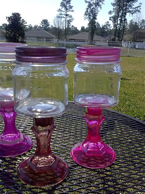 Mason Jar Wine Glass Colored Glass Shimmer Colors One Etsy In 2020