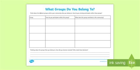 What Groups Do You Belong To Worksheet Teacher Made