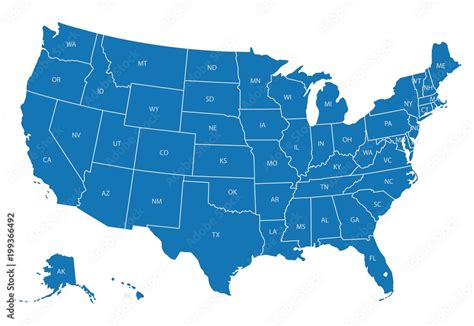 Map Of Usa With State Abbreviations Vector De Stock Adobe Stock