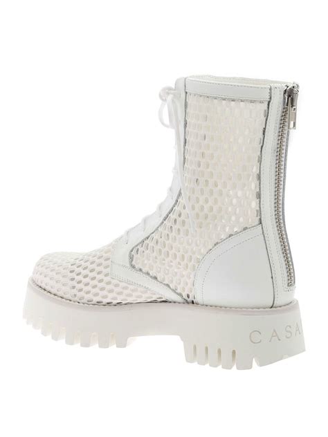 Ankle Boots Casadei Mesh Combat Boots In White 1r253s0401c12479999