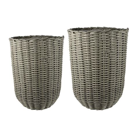 Grey is an excellent choice for the garden or for the yard. Grey Polyrattan Tall Planter - Set of 2 in 2020 | Tall ...