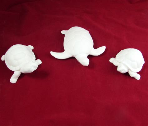 Ceramic Ready To Paint Set Of Small Turtles Bisque Turtle Etsy