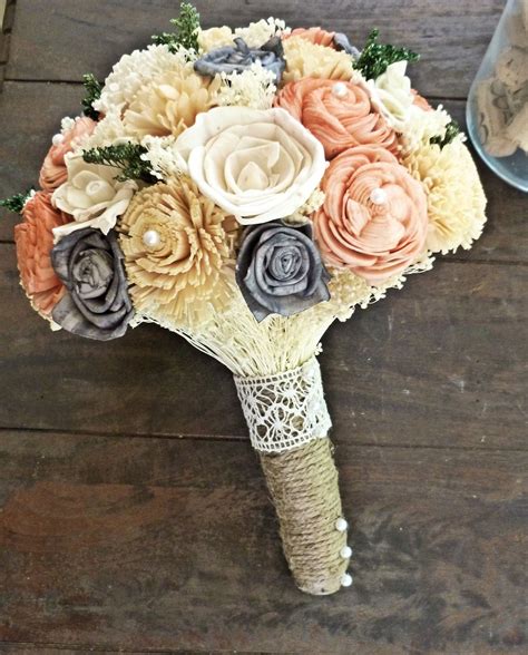 Wedding Bouquet With Grey Wedding Bouquet Peach Gray