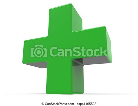 Green Plus Sign Isolated On White Background Right Leaning 3d
