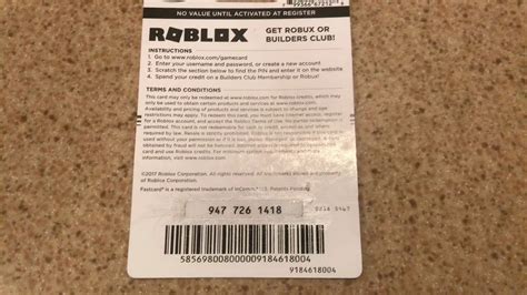 Roblox Card Codes Unused 2019