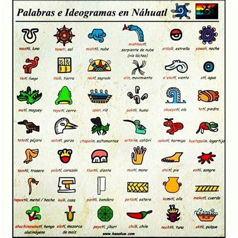 Table Of A Few Aztec Glyphs Explained Lenguas Indigenas De Mexico