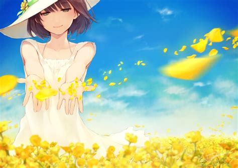Anime Girls Sky Flowers Wallpapers Hd Desktop And Mobile Backgrounds