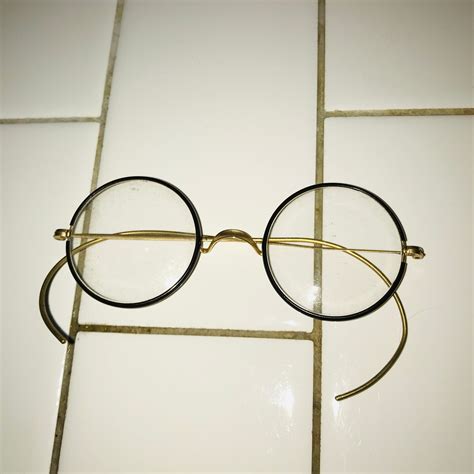 antique wire rim eyeglasses bakelite black rims gold metal etsy