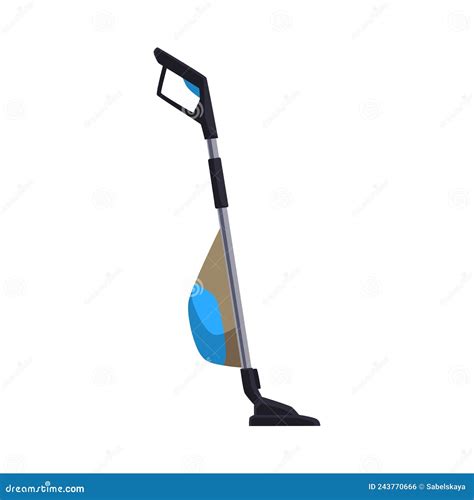 Stick Upright Vacuum Cleaner Side View Flat Vector Illustration