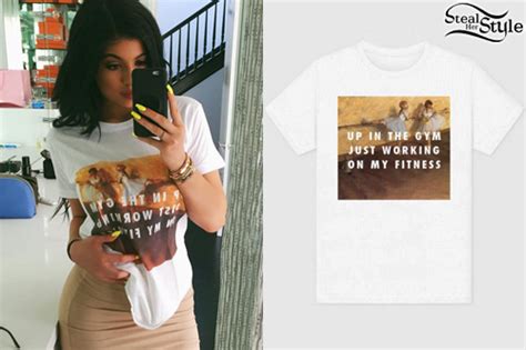 Kylie Jenner White Printed T Shirt Steal Her Style