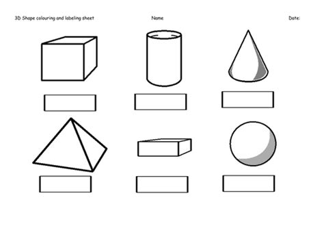3d Shapes Color And Label Teaching Resources