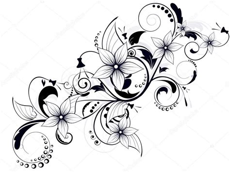 Floral Design Element With Swirls For Spring Tattoos Skull Cute