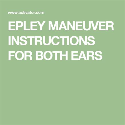 Epley Maneuver Instructions For Both Ears Epley Maneuver Vertigo Med