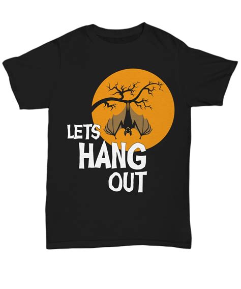 Funny Lets Hang Out Halloween T Shirt Bats And Moon Night Tee Ts Men