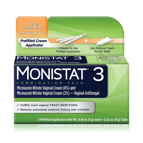 Monistat 3 Dose Yeast Infection Treatment 3 Prefilled Applicators And External Itch Cream