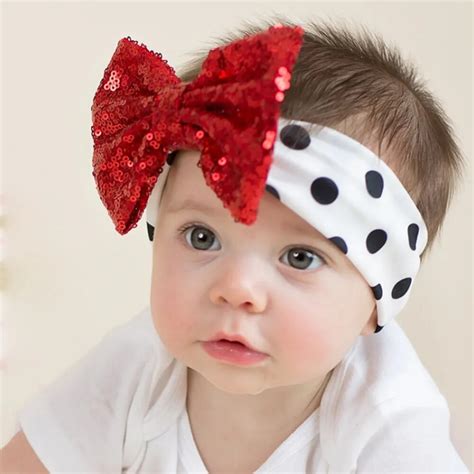 Newborn Red Headband Christmas Dot Headbands Baby Girls Sparkling Bow