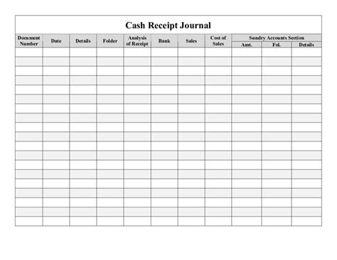 Cash Receipts Journal Template Excel Doctemplates