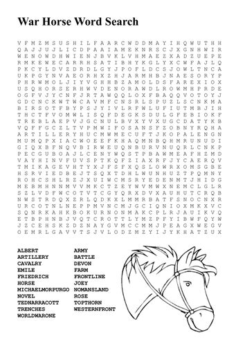 War Horse Word Search By Sfy773 Teaching Resources Tes