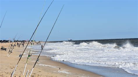 Surf Anglers Fishing Rough Conditions On Herring Point To Gordons Pond In Cape Henlopen State