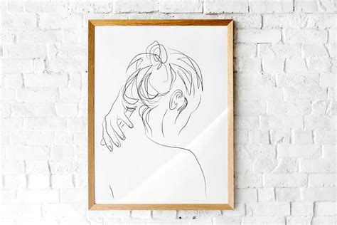 line art girl from behind print minimal naked girl one line naked girl bare back print