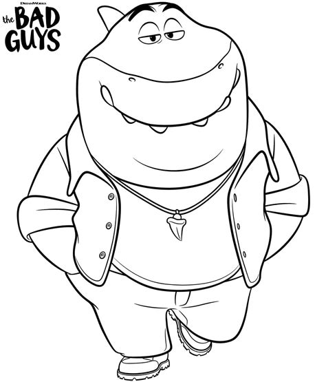 Mr Piranha From The Bad Guys Coloring Page Free Printable Coloring