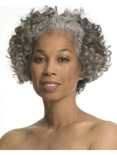 Full Lace Short Synthetic Hair Curly Grey Wig Without Bangs African American Wigs