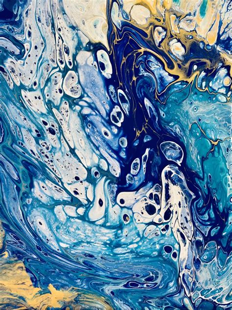 Ocean Blue Acrylic Pour By Sheila Wenzel Ph